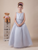 Robe du cortège enfant boule grise en satin et organza col rond