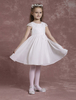 Robe du cortège enfant en dentelle ivoire col rond avec ceinture