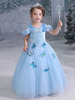 Robe Elsa Cosplay Frozen Butterfly Bleu Enfants Costumes pour enfants Cosplay Déguisements Halloween