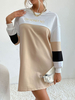 Robe en Côtelé Courte à Col Rond avec Manches Longues Robe Pull