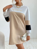 Robe en Côtelé Courte à Col Rond avec Manches Longues Robe Pull