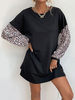 Robe en Côtelé Courte à Col Rond avec Manches Longues Robe Pull