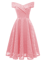 Robe en Dentelle Broderie Fleurie Courte Femme avec Bretelles à Col V Coupe Cintrée Bas Evasée Unicolore