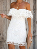 Robe en Dentelle Courte avec Bretelles à Col Décolleté Coupe Cintrée Unicolore Robe Femme