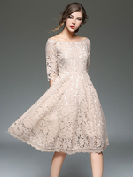 Robe en dentelle moulante demi-manches été élégante boîte de nuit