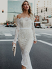 Robe en dentelle été de fête sexy en dentelle unicolore blanche