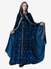 Robe En Jacquard Rétro Bleu Foncé Costume Sorcière Élégant Déguisement Vintage