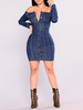 Robe en jean grande taille pour femme col bateau sans manches rayures boutons robe moulante cowboy surdimensionnée