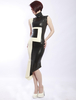 Robe en latex sans manche noire bicolore Déguisements Halloween