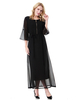 Robe en mousseline de soie Abaya Robe à manches trois-quarts Zip Muslim
