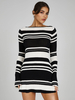 Robe en tricot rayée avec découpe au dos mini-robe à manches longues et cloche pour femme 2025