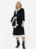 Robe en velours noir avec col contrasté et manches longues robe mi-longue élégante en forme de trapèze pour femme printemps 2025