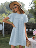 Robe Eté Courte Droite Femme à Col Rond avec Manches Courtes Amples Bas Evasée Unicolore