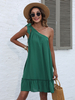 Robe Eté Courte Femme avec Bretelle à Lacets Bas Evasée Unicolore