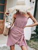 Robe Eté Courte Femme avec Bretelle Coupe Cintrée à Lacets Unicolore