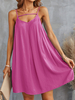 Robe Eté Courte Femme avec Bretelles à Col Décolleté en V Bas Evasée Unicolore