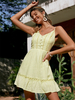 Robe Eté Courte Femme avec Bretelles à Col V Coupe Cintrée Unicolore