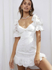 Robe Eté Courte Femme avec Manches Courtes à Col Décolleté en V Coupe Cintrée Unicolore
