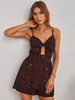 Robe Eté Courte Femme Imprimé avec Bretelles à Col V Coupe Cintrée