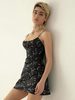 Robe Eté Courte Imprimé Femme avec Bretelles à Col Carré à Lacets Coupe Cintrée