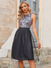 Robe Eté en Paillette Femme avec Bretelles à Col Rond Coupe Cintrée Bas Evasée Bicolores