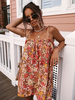 Robe Eté Femme Courte Imprimé avec Bretelles Bas Evasée