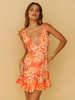 Robe Eté Imprimé Courte avec Bretelles à Col Décolleté en V Coupe Cintrée Robe Sexy