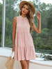 Robe Eté Imprimé Fleurie Courte avec Bretelles à Col Rond Bas Evasée Bicolores Robe Droite Sexy