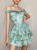Robe Eté Imprimé Fleurie Courte Femme à Col Décolleté avec Bretelles Coupe Cintrée Bas Evasée Robe de Patineuse Robe Sexy