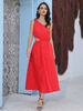 Robe Eté Longue Femme avec Bretelle avec Epaule Dénudée Coupe Cintrée Bas Evasée Unicolore