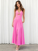 Robe Eté Longue Femme avec Bretelles à Col Décolleté Coupe Cintrée Unicolore