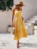 Robe Eté Longue Femme avec Bretelles à Col Rond Coupe Cintrée Bas Evasée Bicolores