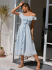 Robe Eté Longue Femme avec Bretelles Coupe Cintrée Bas Evasée Unicolore