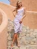 Robe Eté Longue Femme Imprimé avec Bretelle Coupe Cintrée