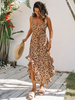 Robe Eté Longue Femme Imprimé avec Bretelles à Col Décolleté en V Coupe Cintrée avec Fente Bas Evasée