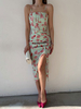 Robe Eté Longue Femme Imprimé avec Bretelles Coupe Cintrée avec Fente