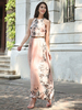 Robe Eté Longue Femme Imprimé Fleurie avec Bretelles à Col Rond Coupe Cintrée
