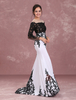 Robe fascinante de soirée sirène en dentelle blanc avec dentelle col bateau Avec traîne