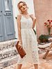Robe Femme à Col V Coupe Cintrée à Lacets Longue Sans Manches Dentelles Imprimé Les Fleurs Unicolore Sexy Robe Femme