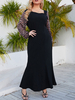 Robe Femme Grande Taille Imprimé Longue à Col V avec Manches Longues Amples Coupe Cintrée Robe Grande Taille