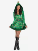 Robe Femme Noël Moulante Verte Déguisement Enfant Costumes de Vacances de Noël