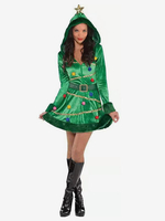 Robe Femme Noël Moulante Verte Déguisement Enfant Costumes de Vacances de Noël