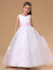 Robe Fille 2021 Blanche Fleur Dentelle Applique Enfant Robe De Soiré Rose Pâle Robe Ceinture Plissée Sans Mache Princesse Longeur Sur Le Sol Robe De Fête