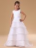 Robe Fille 2021 Fleur Blanche Ligne A Enfant Robe De Fête Robe Organza Plissé Sur Le Sol Longueur Robe De Soirée Sociale