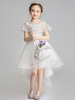 Robe fille de fleur blanche en tulle col rond asymétrique robe cortège enfant