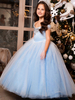 Robe fille de fleur bleu en dentelle à bretelle longueur au sol Robe cortège enfant Robe princesse