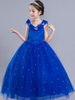 Robe fille de fleur bleu en organza hors de l\