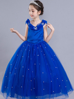 Robe fille de fleur bleu en organza hors de l\