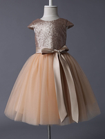 Robe fille de fleur pailleté jupe en tulle zip sur dos Robe d\