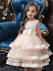 Robe fille de fleur robe cortège enfant col rond décoré de noeud